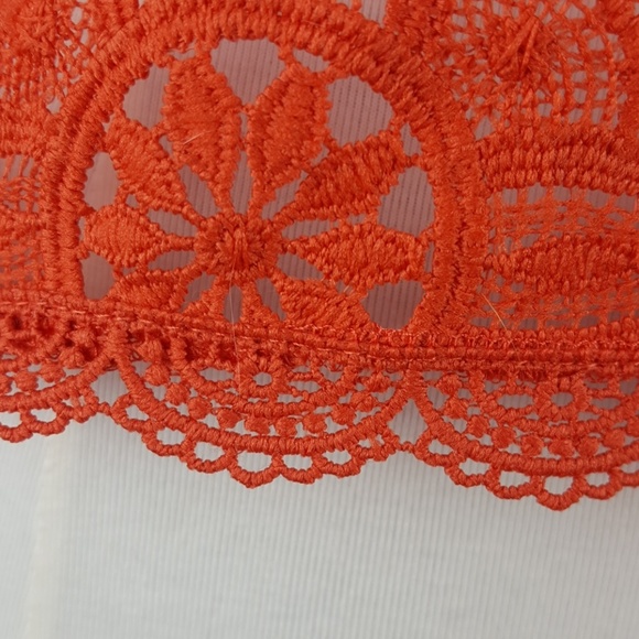 Orange Sheer Lace Knit Top - Picture 3 of 4